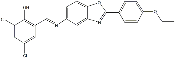 2,4-dichloro-6-({[2-(4-ethoxyphenyl)-1,3-benzoxazol-5-yl]imino}methyl)phenol Struktur