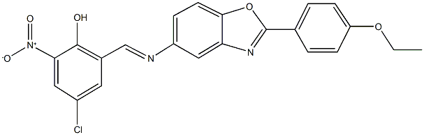 4-chloro-2-({[2-(4-ethoxyphenyl)-1,3-benzoxazol-5-yl]imino}methyl)-6-nitrophenol Struktur