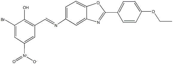 2-bromo-6-({[2-(4-ethoxyphenyl)-1,3-benzoxazol-5-yl]imino}methyl)-4-nitrophenol Struktur