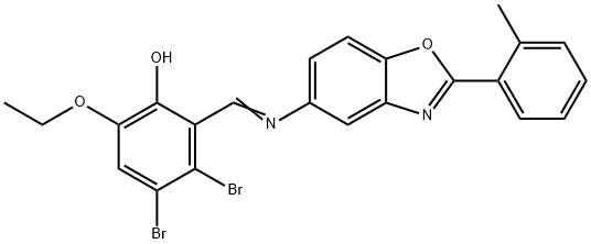 3,4-dibromo-6-ethoxy-2-({[2-(2-methylphenyl)-1,3-benzoxazol-5-yl]imino}methyl)phenol Struktur