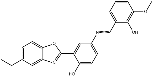 2-(5-ethyl-1,3-benzoxazol-2-yl)-4-[(2-hydroxy-3-methoxybenzylidene)amino]phenol Struktur