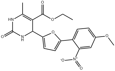 ethyl 4-(5-{2-nitro-4-methoxyphenyl}-2-furyl)-6-methyl-2-oxo-1,2,3,4-tetrahydro-5-pyrimidinecarboxylate Struktur