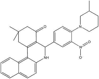 5-[3-nitro-4-(3-methyl-1-piperidinyl)phenyl]-2,2-dimethyl-2,3,5,6-tetrahydrobenzo[a]phenanthridin-4(1H)-one Struktur