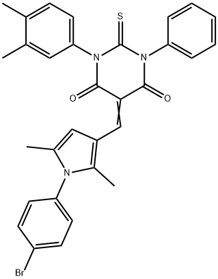 5-{[1-(4-bromophenyl)-2,5-dimethyl-1H-pyrrol-3-yl]methylene}-1-(3,4-dimethylphenyl)-3-phenyl-2-thioxodihydro-4,6(1H,5H)-pyrimidinedione Struktur