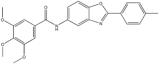 3,4,5-trimethoxy-N-[2-(4-methylphenyl)-1,3-benzoxazol-5-yl]benzamide Struktur