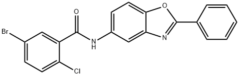 5-bromo-2-chloro-N-(2-phenyl-1,3-benzoxazol-5-yl)benzamide Struktur