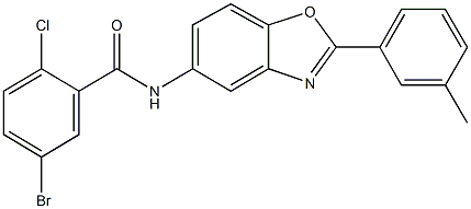 5-bromo-2-chloro-N-[2-(3-methylphenyl)-1,3-benzoxazol-5-yl]benzamide Struktur