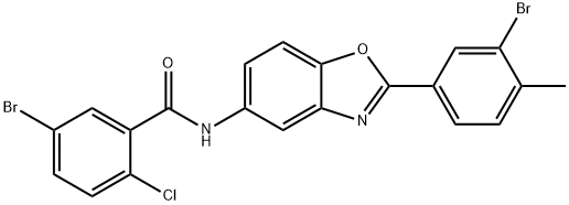 5-bromo-N-[2-(3-bromo-4-methylphenyl)-1,3-benzoxazol-5-yl]-2-chlorobenzamide Struktur