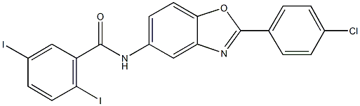 N-[2-(4-chlorophenyl)-1,3-benzoxazol-5-yl]-2,5-diiodobenzamide Struktur