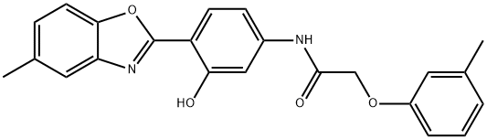 N-[3-hydroxy-4-(5-methyl-1,3-benzoxazol-2-yl)phenyl]-2-(3-methylphenoxy)acetamide Struktur