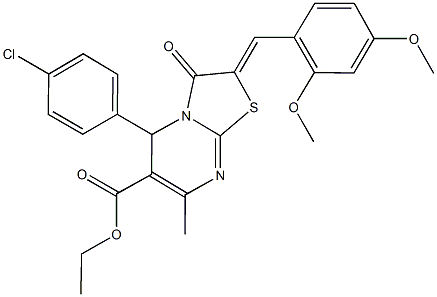 ethyl 5-(4-chlorophenyl)-2-(2,4-dimethoxybenzylidene)-7-methyl-3-oxo-2,3-dihydro-5H-[1,3]thiazolo[3,2-a]pyrimidine-6-carboxylate Struktur