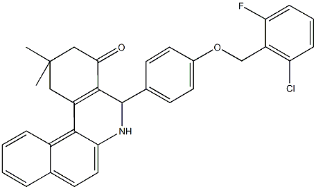 5-{4-[(2-chloro-6-fluorobenzyl)oxy]phenyl}-2,2-dimethyl-2,3,5,6-tetrahydrobenzo[a]phenanthridin-4(1H)-one Struktur