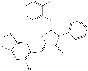 5-[(6-chloro-1,3-benzodioxol-5-yl)methylene]-2-[(2,6-dimethylphenyl)imino]-3-phenyl-1,3-thiazolidin-4-one Struktur