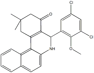 5-(3,5-dichloro-2-methoxyphenyl)-2,2-dimethyl-2,3,5,6-tetrahydrobenzo[a]phenanthridin-4(1H)-one Struktur