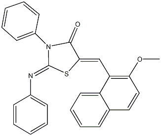 5-[(2-methoxy-1-naphthyl)methylene]-3-phenyl-2-(phenylimino)-1,3-thiazolidin-4-one Struktur