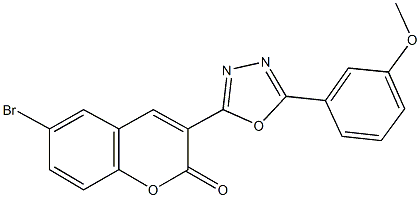 6-bromo-3-{5-[3-(methyloxy)phenyl]-1,3,4-oxadiazol-2-yl}-2H-chromen-2-one Struktur