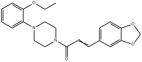 2-{4-[3-(1,3-benzodioxol-5-yl)acryloyl]-1-piperazinyl}phenyl ethyl ether Struktur