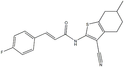 N-(3-cyano-6-methyl-4,5,6,7-tetrahydro-1-benzothien-2-yl)-3-(4-fluorophenyl)acrylamide Struktur