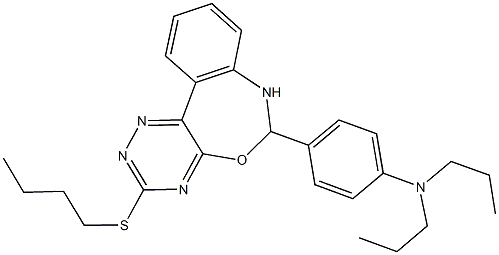 4-[3-(butylsulfanyl)-6,7-dihydro[1,2,4]triazino[5,6-d][3,1]benzoxazepin-6-yl]-N,N-dipropylaniline Struktur