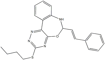 butyl 6-(2-phenylvinyl)-6,7-dihydro[1,2,4]triazino[5,6-d][3,1]benzoxazepin-3-yl sulfide Struktur