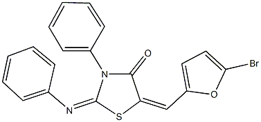 5-[(5-bromo-2-furyl)methylene]-3-phenyl-2-(phenylimino)-1,3-thiazolidin-4-one Struktur