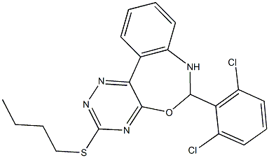 3-(butylsulfanyl)-6-(2,6-dichlorophenyl)-6,7-dihydro[1,2,4]triazino[5,6-d][3,1]benzoxazepine Struktur