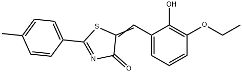 5-(3-ethoxy-2-hydroxybenzylidene)-2-(4-methylphenyl)-1,3-thiazol-4(5H)-one Struktur