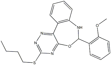 3-(butylsulfanyl)-6-(2-methoxyphenyl)-6,7-dihydro[1,2,4]triazino[5,6-d][3,1]benzoxazepine Struktur