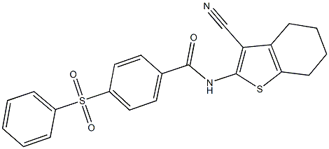 N-(3-cyano-4,5,6,7-tetrahydro-1-benzothien-2-yl)-4-(phenylsulfonyl)benzamide Struktur