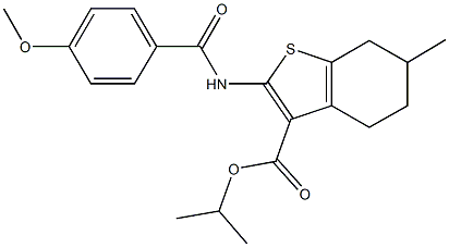 isopropyl 2-[(4-methoxybenzoyl)amino]-6-methyl-4,5,6,7-tetrahydro-1-benzothiophene-3-carboxylate Struktur