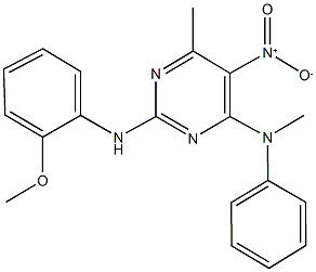 5-nitro-2-(2-methoxyanilino)-4-methyl-6-(methylanilino)pyrimidine Struktur