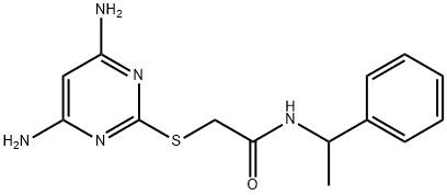 2-[(4,6-diaminopyrimidin-2-yl)sulfanyl]-N-(1-phenylethyl)acetamide Struktur