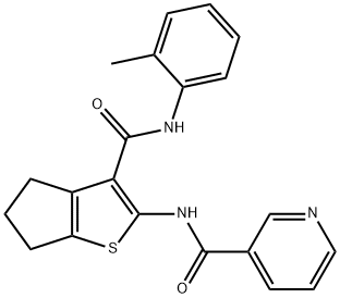 N-[3-(2-toluidinocarbonyl)-5,6-dihydro-4H-cyclopenta[b]thien-2-yl]nicotinamide Struktur