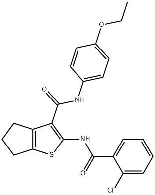 2-[(2-chlorobenzoyl)amino]-N-(4-ethoxyphenyl)-5,6-dihydro-4H-cyclopenta[b]thiophene-3-carboxamide Struktur