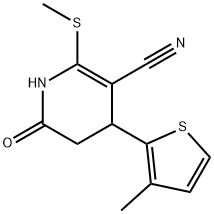 2-(methylsulfanyl)-4-(3-methyl-2-thienyl)-6-oxo-1,4,5,6-tetrahydro-3-pyridinecarbonitrile Struktur