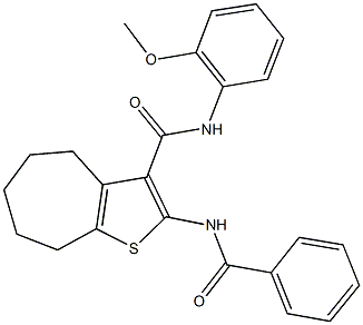 2-(benzoylamino)-N-(2-methoxyphenyl)-5,6,7,8-tetrahydro-4H-cyclohepta[b]thiophene-3-carboxamide Struktur