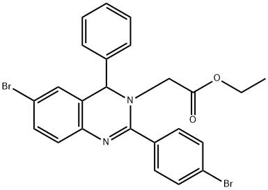 ethyl (6-bromo-2-(4-bromophenyl)-4-phenyl-3(4H)-quinazolinyl)acetate Struktur