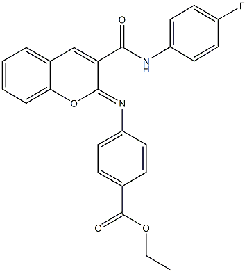 ethyl 4-({3-[(4-fluoroanilino)carbonyl]-2H-chromen-2-ylidene}amino)benzoate Struktur