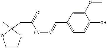 N'-(4-hydroxy-3-methoxybenzylidene)-2-(2-methyl-1,3-dioxolan-2-yl)acetohydrazide Struktur