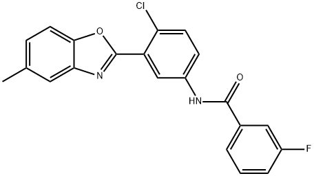 N-[4-chloro-3-(5-methyl-1,3-benzoxazol-2-yl)phenyl]-3-fluorobenzamide Struktur