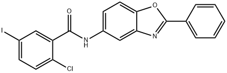 2-chloro-5-iodo-N-(2-phenyl-1,3-benzoxazol-5-yl)benzamide Struktur