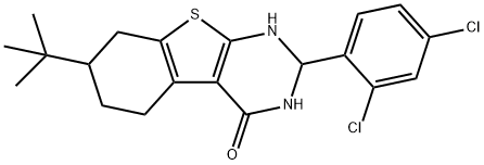 7-tert-butyl-2-(2,4-dichlorophenyl)-2,3,5,6,7,8-hexahydro[1]benzothieno[2,3-d]pyrimidin-4(1H)-one Struktur