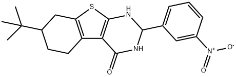 7-tert-butyl-2-{3-nitrophenyl}-2,3,5,6,7,8-hexahydro[1]benzothieno[2,3-d]pyrimidin-4(1H)-one Struktur