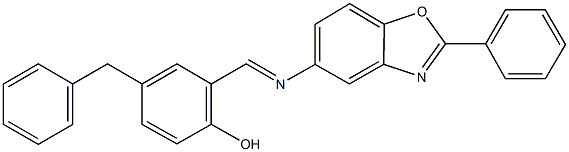 4-benzyl-2-{[(2-phenyl-1,3-benzoxazol-5-yl)imino]methyl}phenol Struktur