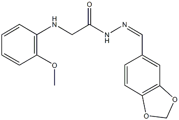 N'-(1,3-benzodioxol-5-ylmethylene)-2-(2-methoxyanilino)acetohydrazide Struktur