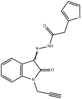 N'-[2-oxo-1-(2-propynyl)-1,2-dihydro-3H-indol-3-ylidene]-2-(2-thienyl)acetohydrazide Struktur