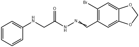 2-anilino-N'-[(6-bromo-1,3-benzodioxol-5-yl)methylene]acetohydrazide Struktur