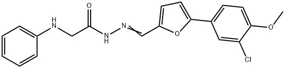 2-anilino-N'-{[5-(3-chloro-4-methoxyphenyl)-2-furyl]methylene}acetohydrazide Struktur