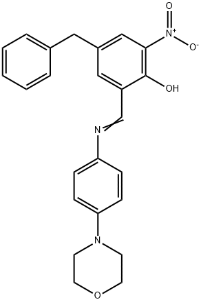 4-benzyl-2-nitro-6-({[4-(4-morpholinyl)phenyl]imino}methyl)phenol Struktur