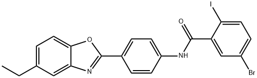 5-bromo-N-[4-(5-ethyl-1,3-benzoxazol-2-yl)phenyl]-2-iodobenzamide Struktur